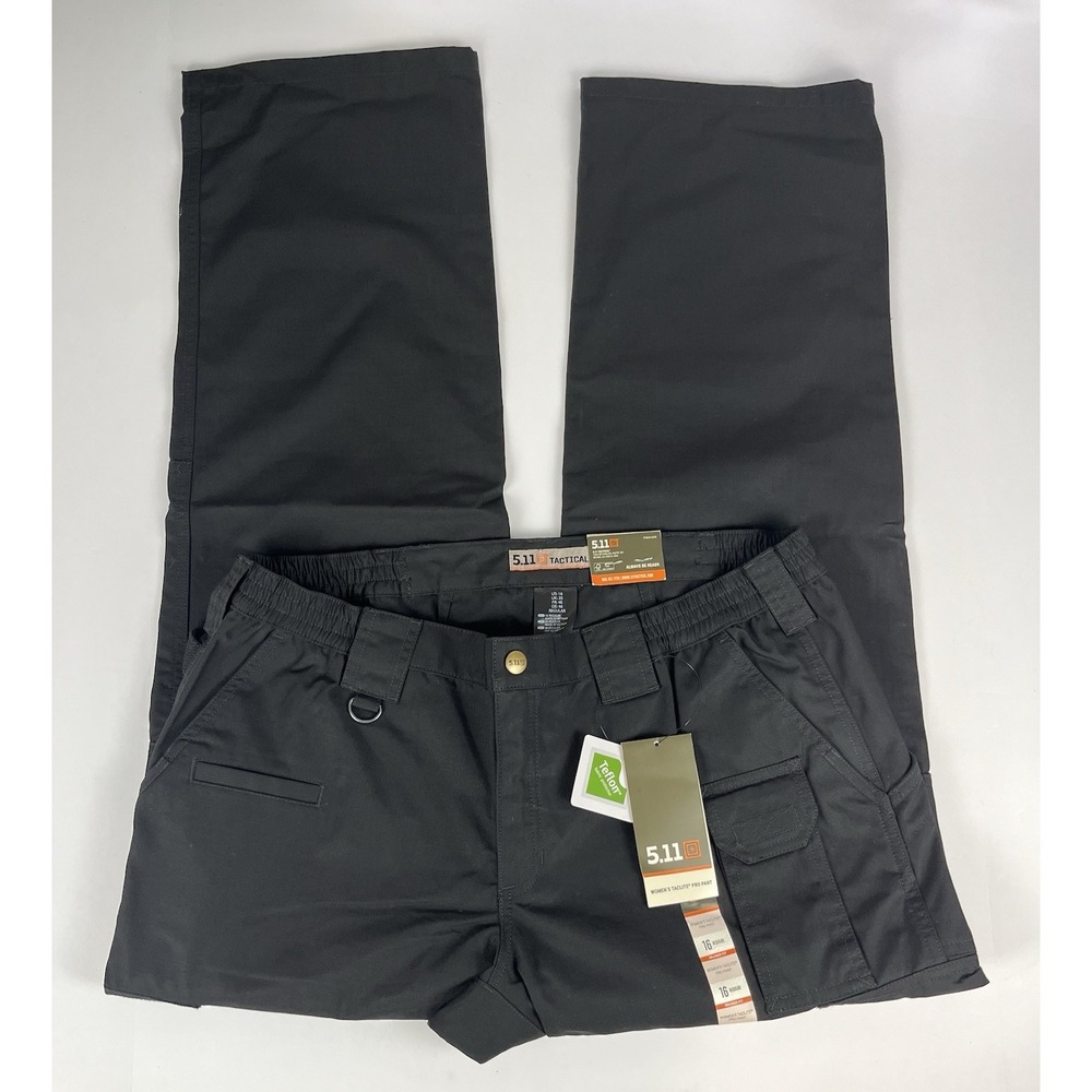 NWT 5.11 Tactical WOMEN'S TACLITE® PRO PANT Black Sz 16 Relaxed Fit Cargo Pocket